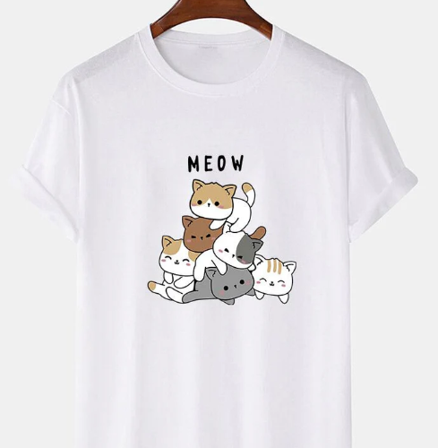 Adorable Cartoon Cats Graphic Print for Girls – Perfect for Cat Lovers