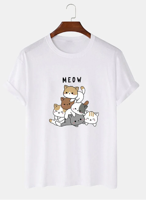 Adorable Cartoon Cats Graphic Print for Girls – Perfect for Cat Lovers