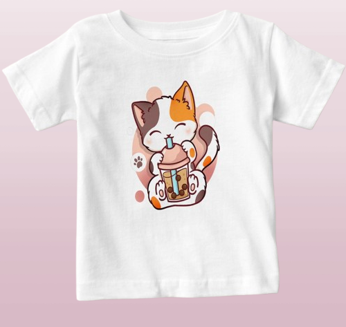 Cat Boba Bubble Tea Kids T-Shirt