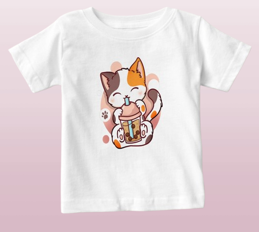 Cat Boba Bubble Tea Kids T-Shirt