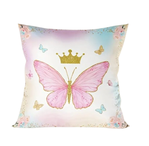 "Pink Butterfly Pillow & Case – Elegant Home Decor"