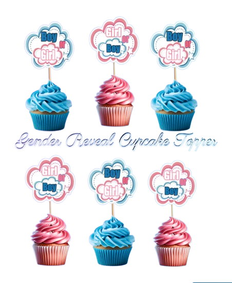 Gender Reveal Cupcake Topper