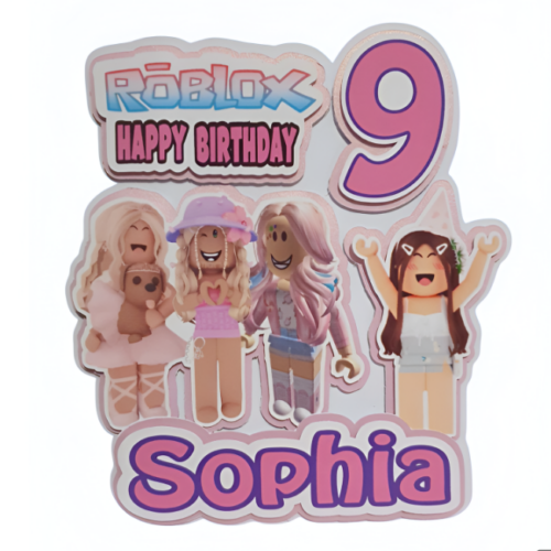 Roblox girls 3d cake topper